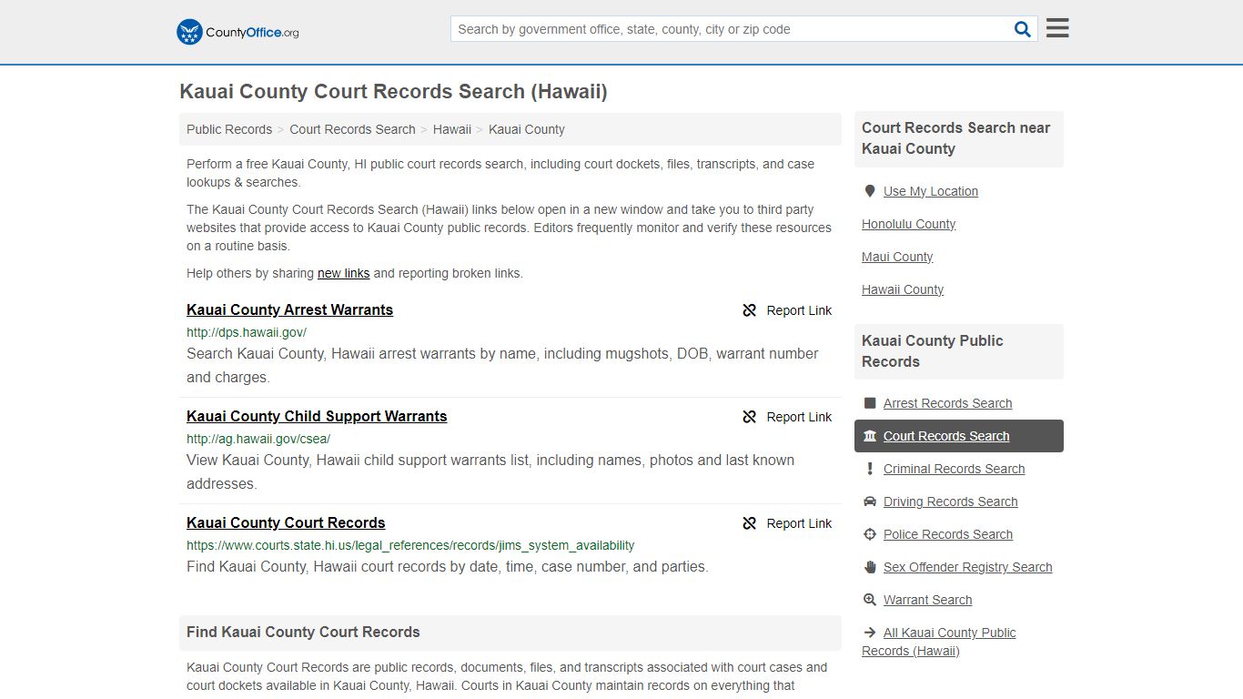 Court Records Search - Kauai County, HI (Adoptions, Criminal, Child ...